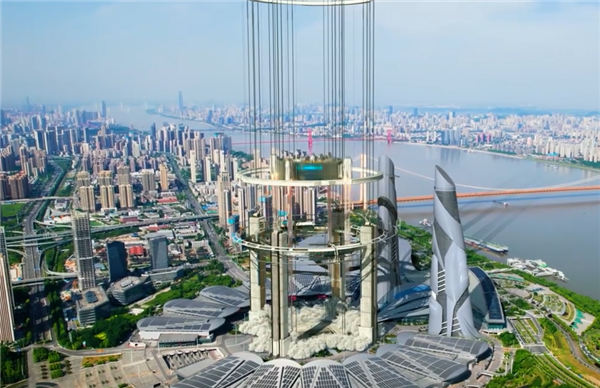 《流浪地球2》科幻成真？武汉国博用特效“加建”太空电梯